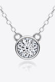 925 Sterling Silver 1 Carat Moissanite Round Pendant Necklace - Flyclothing LLC