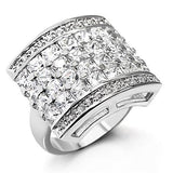 Alamode Rhodium Brass Ring with AAA Grade CZ in Clear - Alamode