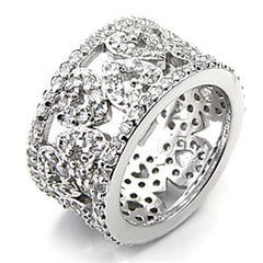 Alamode Rhodium 925 Sterling Silver Ring with AAA Grade CZ in Clear