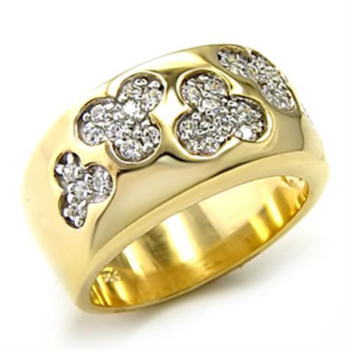 Alamode Gold+Rhodium 925 Sterling Silver Ring with AAA Grade CZ in Clear