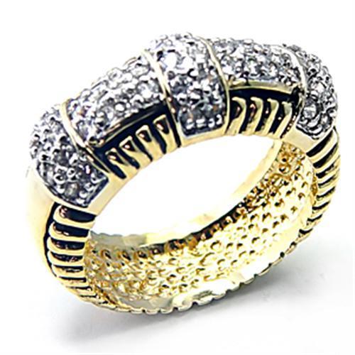 Alamode Gold+Rhodium 925 Sterling Silver Ring with AAA Grade CZ in Clear