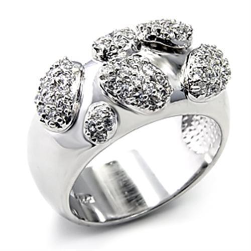 Alamode Rhodium 925 Sterling Silver Ring with AAA Grade CZ in Clear - Alamode