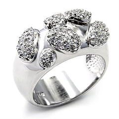 Alamode Rhodium 925 Sterling Silver Ring with AAA Grade CZ in Clear