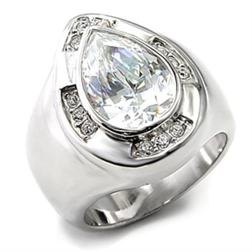 Alamode Rhodium 925 Sterling Silver Ring with AAA Grade CZ in Clear