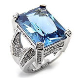 Alamode Rhodium 925 Sterling Silver Ring with AAA Grade CZ Spinel in London Blue - Alamode