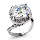 Alamode Rhodium Brass Ring with AAA Grade CZ in Clear - Alamode