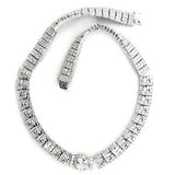 Alamode Rhodium Brass Necklace with AAA Grade CZ in Clear