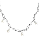 Alamode Rhodium 925 Sterling Silver Necklace with Synthetic Pearl in White - Flyclothing LLC