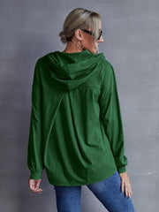 Drawstring Pocketed Dropped Shoulder Hoodie - Flyclothing LLC