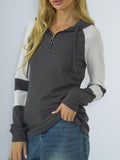 Waffle-knit Raglan Sleeve Zipper Front Hoody - Flyclothing LLC