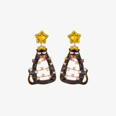 Rhinestone Alloy Cat Earrings