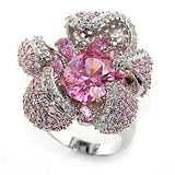 Alamode Rhodium Brass Ring with AAA Grade CZ in Rose