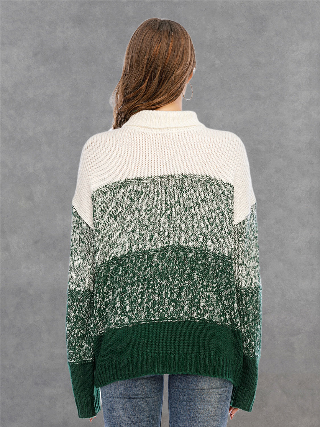 Color Block Turtleneck Sweater - Trendsi