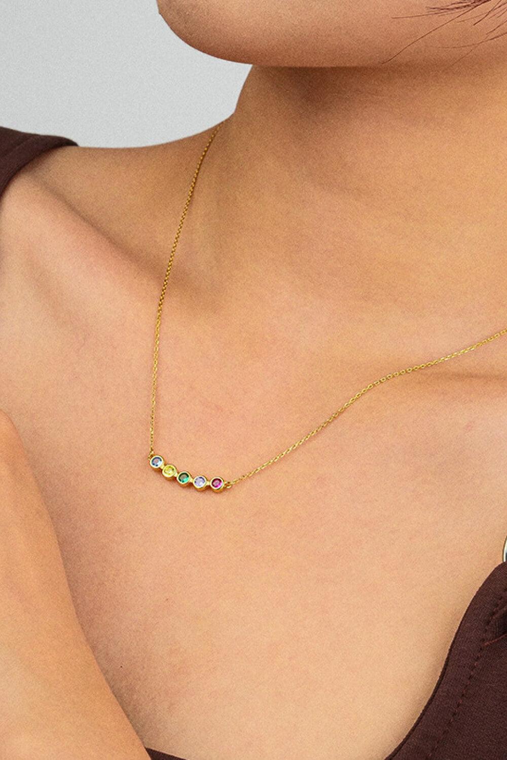 925 Sterling Silver Rainbow Cubic Zirconia Necklace - Flyclothing LLC