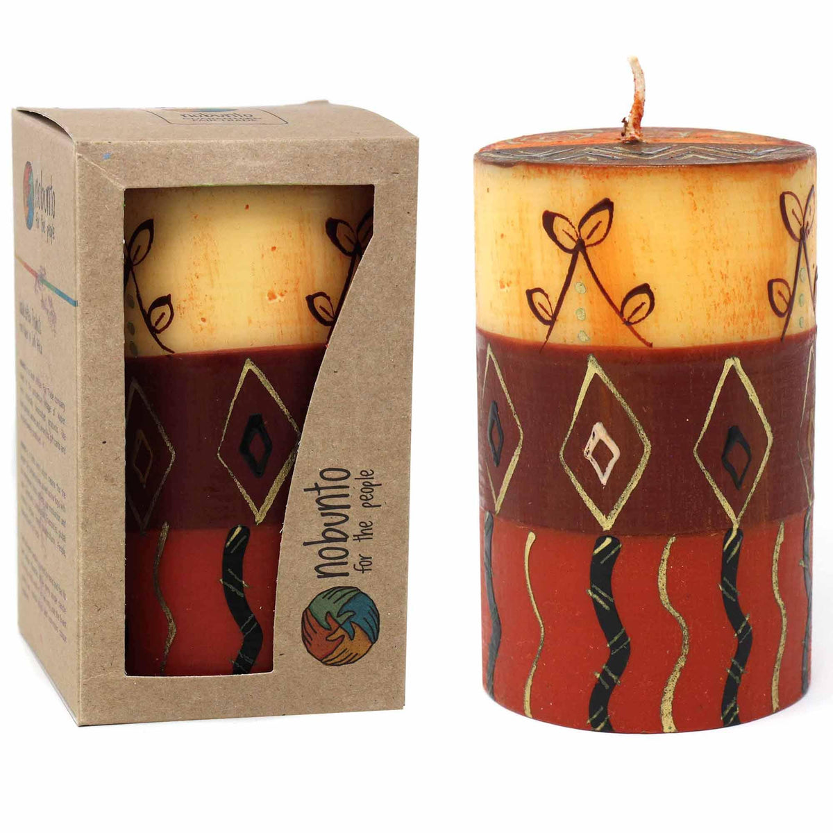 Single Boxed Hand-Painted Pillar Candle - Bongazi Design - Nobunto - Flyclothing LLC
