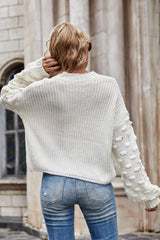 Weekend Style Rib-Knit Dropped Shoulder Sweater - Flyclothing LLC