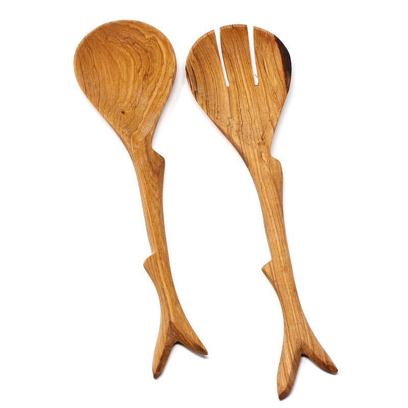 10 Inch Twig Salad Servers - Jedando Handicrafts