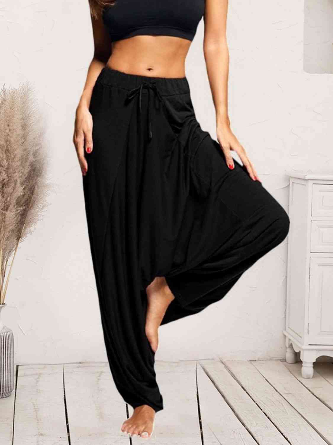 Tied Mid Waist Long Harem Pants - Flyclothing LLC