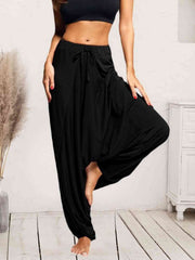 Tied Mid Waist Long Harem Pants - Flyclothing LLC