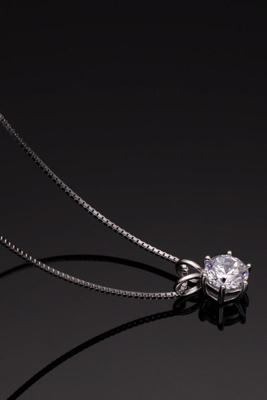 925 Sterling Silver 1 Carat Moissanite Pendant Necklace - Flyclothing LLC