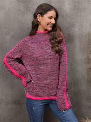 Heathered Turtleneck Long Sleeve Sweater - Flyclothing LLC