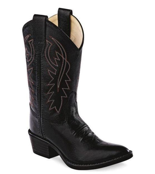 Old West Black Youth Narrow J Toe Boots - Old West