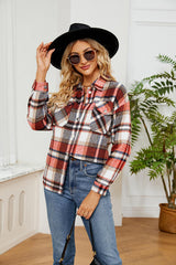 Collared Plaid Shacket - Flyclothing LLC