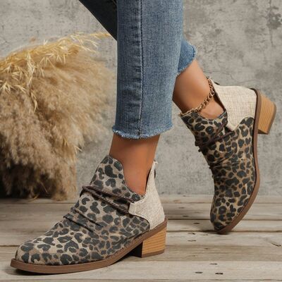 Contrast Canvas Low Heel Boots - Flyclothing LLC