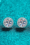 1 Carat Moissanite Rhodium-Plated Round Stud Earrings - Flyclothing LLC