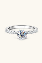 Moissanite Platinum-Plated Side Stone Ring - Flyclothing LLC