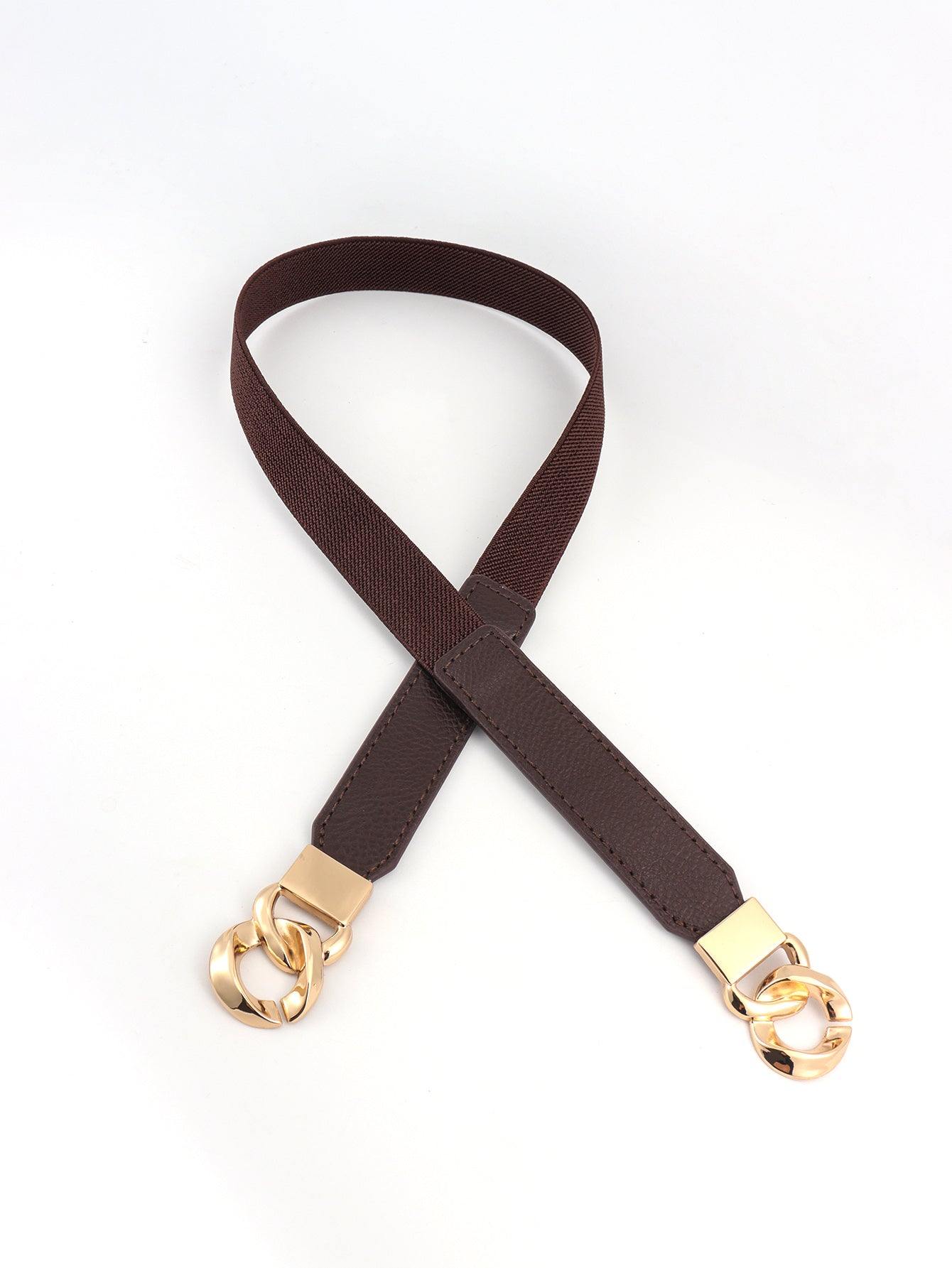 Zinc Alloy Buckle Elastic PU Belt - Flyclothing LLC