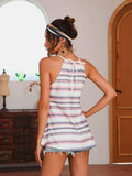 Striped Tied Curved Hem Cami - Flyclothing LLC