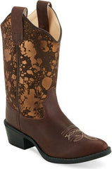 Old West Brown Splatter Brown Childrens Western Boot - Old West