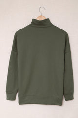 Half Zip Dropped Shoulder Long Sleeve Sweatshirt - Flyclothing LLC