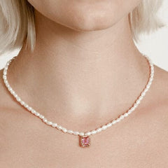 Copper Imitation Pearl Pendant Necklace - Trendsi