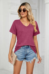 Short Sleeve V-Neck Tee Shirt - Flyclothing LLC