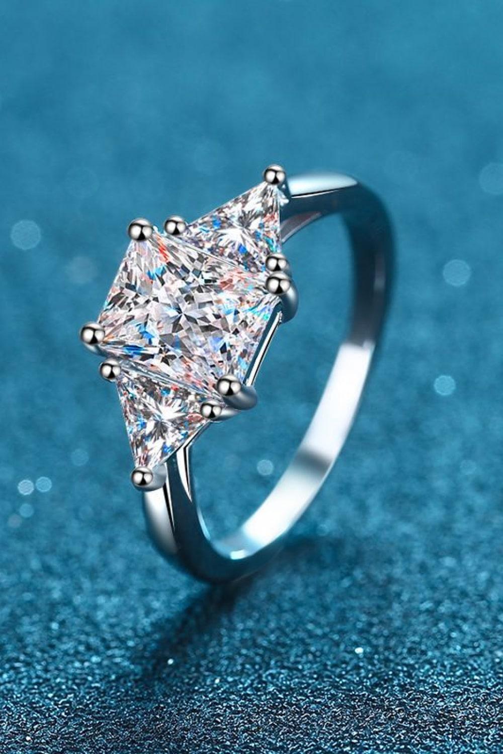 3 Carat Moissanite 925 Sterling Silver Rhodium-Plated Ring - Flyclothing LLC