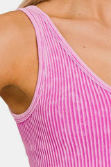 Zenana Washed Ribbed Cropped Tank - Flyclothing LLC