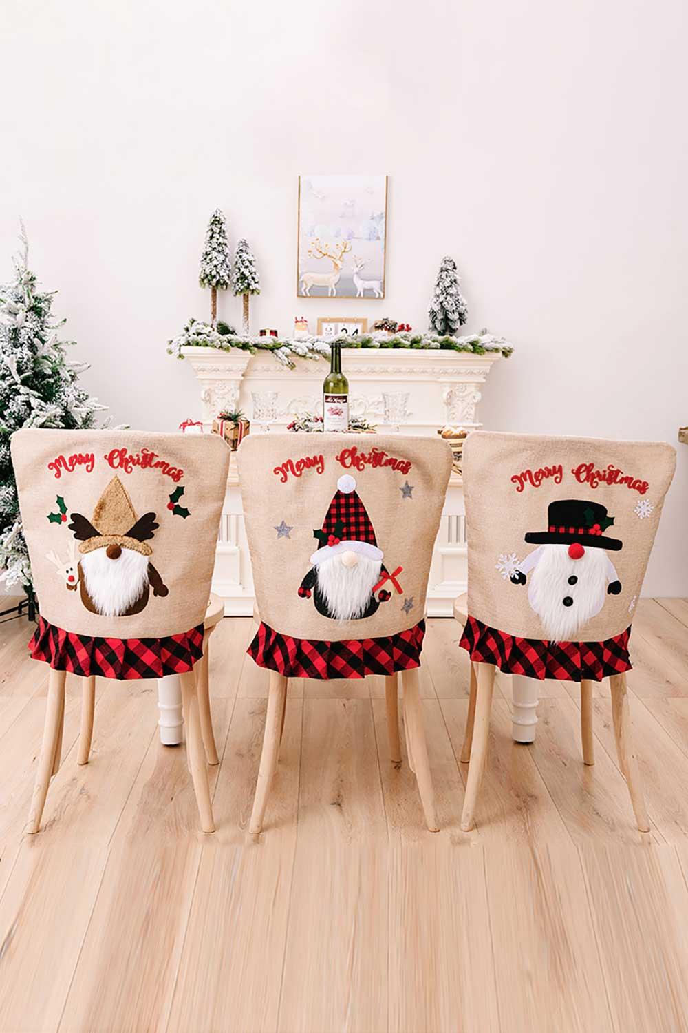 3-Pack Plaid Christmas Gnome Chair Covers - Flyclothing LLC