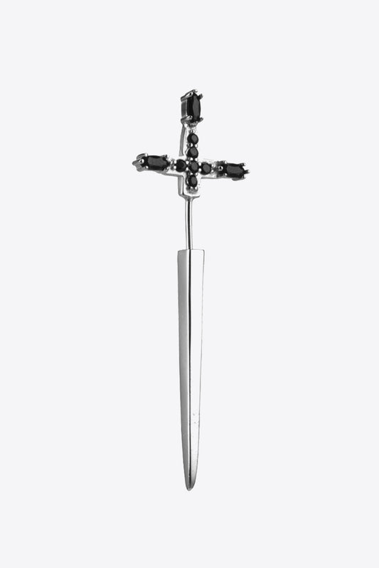 Zircon 925 Sterling Silver Sword Single Ear Jacket Earring - Flyclothing LLC