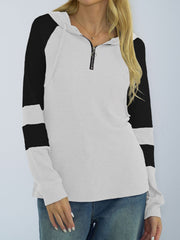 Waffle-knit Raglan Sleeve Zipper Front Hoody - Flyclothing LLC