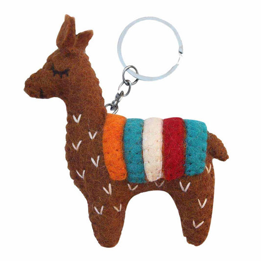 Hand Crafted Felt from Nepal: Keychain, Brown Llama - Flyclothing LLC