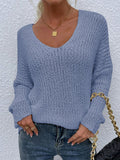 Rib-Knit V-Neck Tunic Sweater - Flyclothing LLC