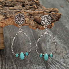 Artificial Turquoise Teardrop Earrings - Flyclothing LLC