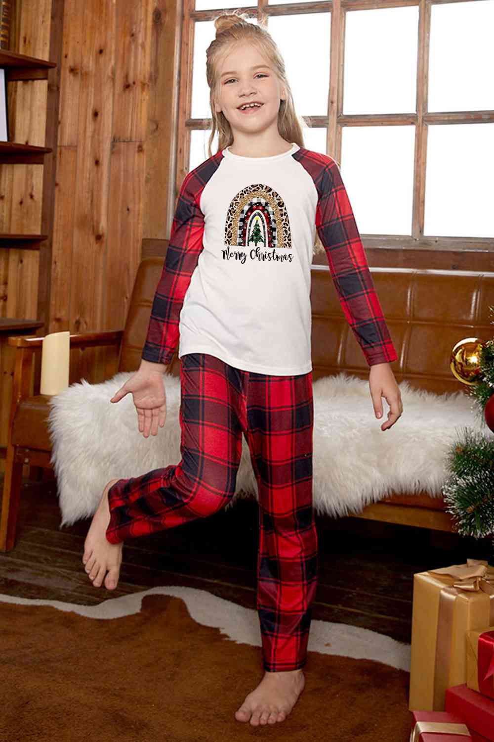 MERRY CHRISTMAS Graphic Top and Plaid Pants Set - Flyclothing LLC