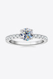 Moissanite Platinum-Plated Side Stone Ring - Flyclothing LLC