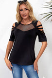 Round Neck Cutout Raglan Sleeve Tee - Trendsi