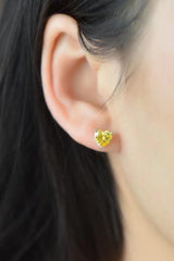 2 Carat Yellow Heart Moissanite Platinum-Plated Earrings - Trendsi