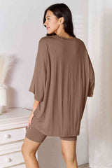 Basic Bae Full Size Soft Rayon Three-Quarter Sleeve Top and Shorts Set - Flyclothing LLC