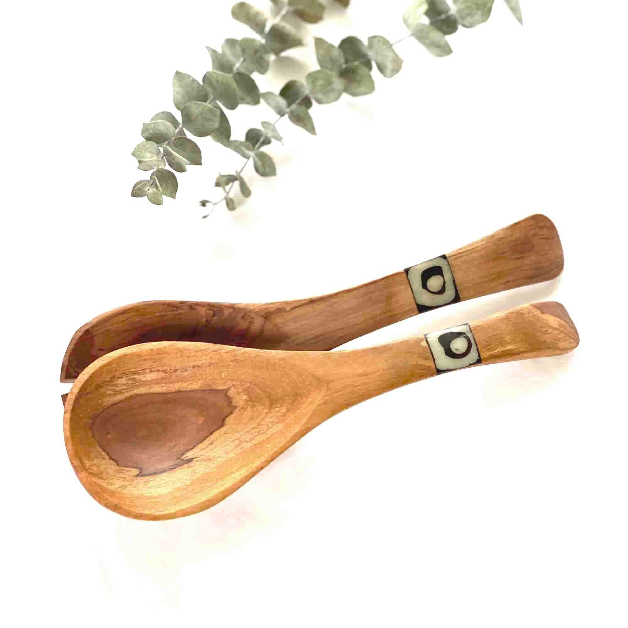 Olive Wood Serving Set, Small with Batik Inlay - Flyclothing LLC